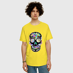 Футболка оверсайз мужская Flowers - Art skull, цвет: желтый — фото 2