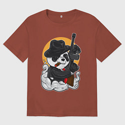 Футболка оверсайз мужская Panda Gangster, цвет: кирпичный