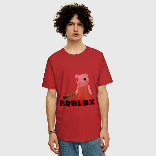 Мужская футболка оверсайз ROBLOX: PIGGI / Красный – фото 3