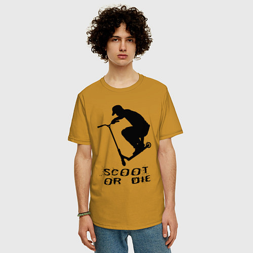 Мужская футболка оверсайз Самокат фристайл трюк экстрим / Горчичный – фото 3