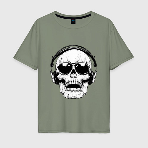 Мужская футболка оверсайз Skull Music lover / Авокадо – фото 1