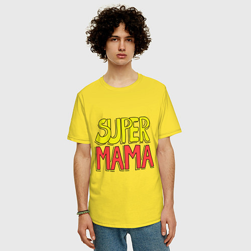 Мужская футболка оверсайз Супер мама / Желтый – фото 3