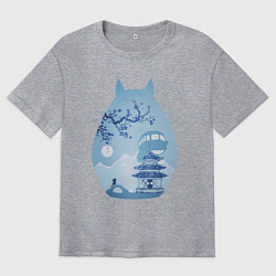 Футболка оверсайз мужская Тоторо Миядзаки, цвет: меланж