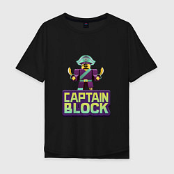 Футболка оверсайз мужская Roblox Captain Block Роблокс, цвет: черный