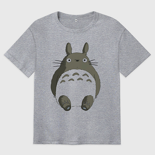 Мужская футболка оверсайз Тоторо с прозрачным пузиком / Меланж – фото 1