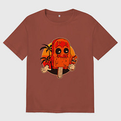 Футболка оверсайз мужская Мороженое каннибал, цвет: кирпичный