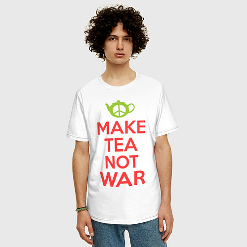 Мужская футболка оверсайз Make tea not war / Белый – фото 3