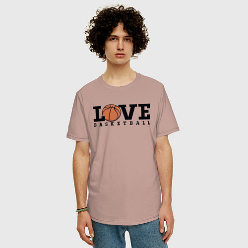 Мужская футболка оверсайз Love Basketball / Пыльно-розовый – фото 3
