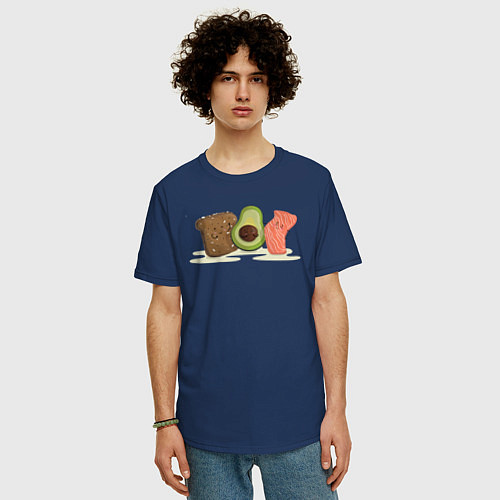 Мужская футболка оверсайз Бутерброд из авокадо / Тёмно-синий – фото 3