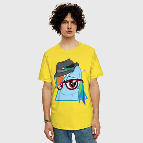 Мужская футболка оверсайз Rainbow Dash hipster / Желтый – фото 3