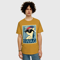 Футболка оверсайз мужская Rainbow Dash swag, цвет: горчичный — фото 2