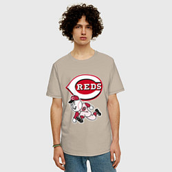 Футболка оверсайз мужская Cincinnati reds - baseball team - talisman, цвет: миндальный — фото 2