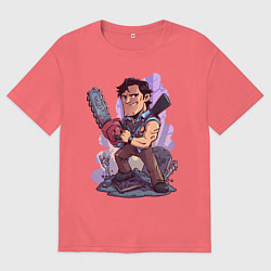 Футболка оверсайз мужская Эш, цвет: коралловый