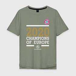 Футболка оверсайз мужская FC Bayern Munchen Champions of Europe 2020, цвет: авокадо