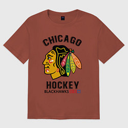 Футболка оверсайз мужская CHICAGO BLACKHAWKS NHL, цвет: кирпичный