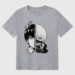 Футболка оверсайз мужская Токийский гуль, цвет: меланж