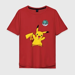 Футболка оверсайз мужская Pokemon pikachu 1, цвет: красный