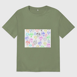 Мужская футболка оверсайз Цветные лица