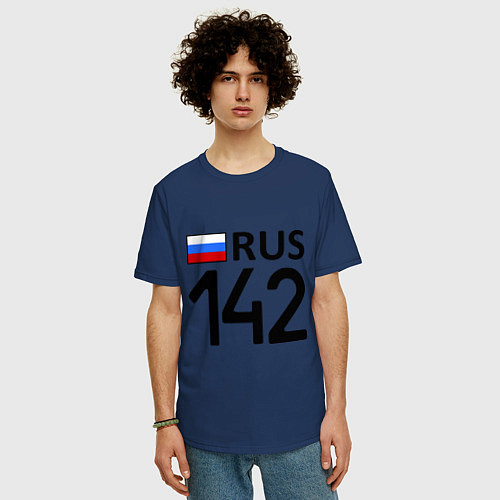 Мужская футболка оверсайз RUS 142 / Тёмно-синий – фото 3
