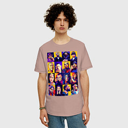 Футболка оверсайз мужская Легенды Рэпа, цвет: пыльно-розовый — фото 2