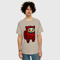 Футболка оверсайз мужская Among us Cat, цвет: миндальный — фото 2