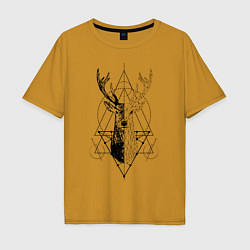 Футболка оверсайз мужская Polygonal deer, цвет: горчичный