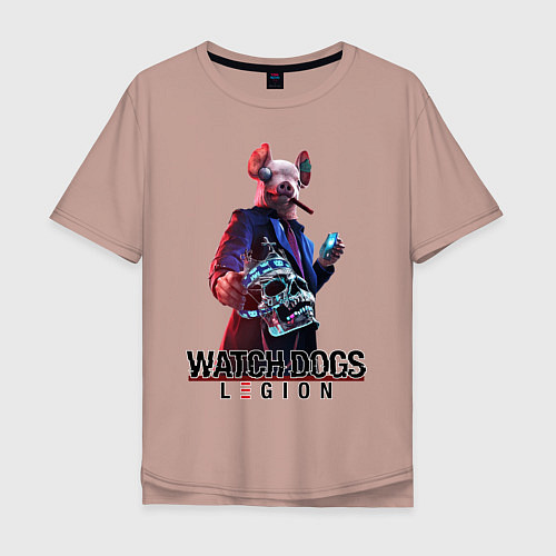 Мужская футболка оверсайз Watch Dogs Legion / Пыльно-розовый – фото 1