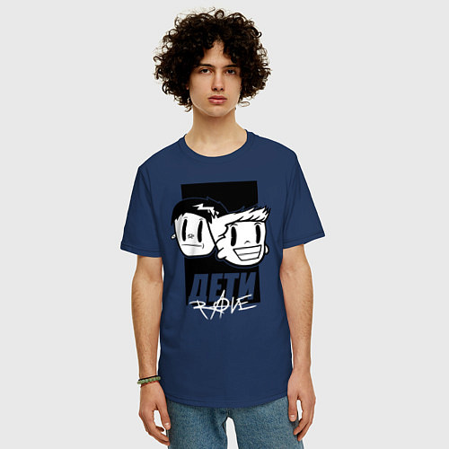 Мужская футболка оверсайз Дети Rave / Тёмно-синий – фото 3