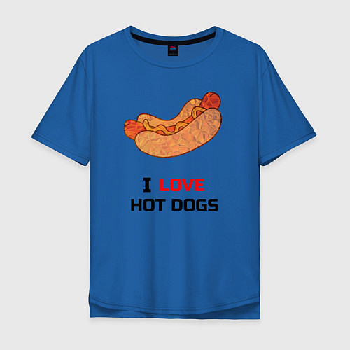 Мужская футболка оверсайз Love HOT DOGS / Синий – фото 1