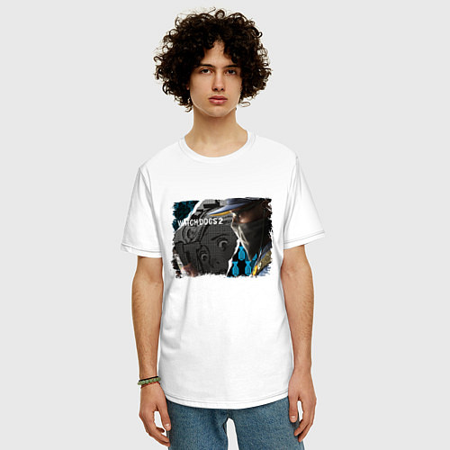 Мужская футболка оверсайз Watch dogs 2 Z / Белый – фото 3