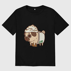 Футболка оверсайз мужская Сладкий мопс, цвет: черный