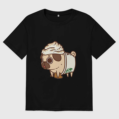 Мужская футболка оверсайз Сладкий мопс / Черный – фото 1