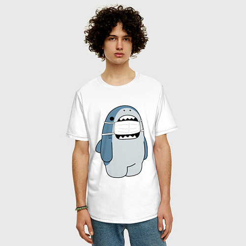 Мужская футболка оверсайз Акула в маске / Белый – фото 3