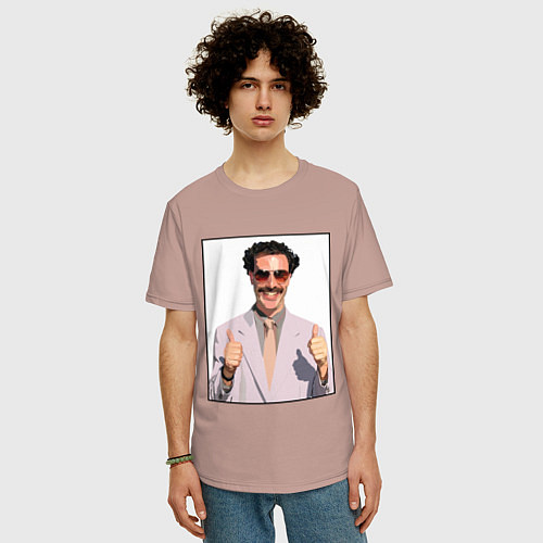 Мужская футболка оверсайз Борат Z / Пыльно-розовый – фото 3