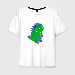 Футболка оверсайз мужская Зеленый дракончик-динозаврик, цвет: белый
