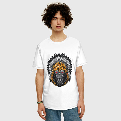 Мужская футболка оверсайз Шаман обезьян / Белый – фото 3