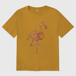 Футболка оверсайз мужская Узорчатый фламинго, цвет: горчичный