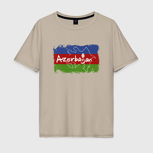 Мужская футболка оверсайз Азербайджан / Миндальный – фото 1