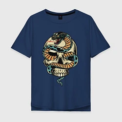 Футболка оверсайз мужская Snake&Skull, цвет: тёмно-синий