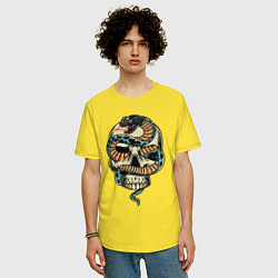 Футболка оверсайз мужская Snake&Skull, цвет: желтый — фото 2