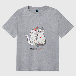 Футболка оверсайз мужская Merry Cat, цвет: меланж