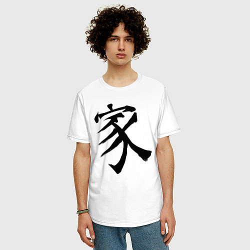 Мужская футболка оверсайз Японский иероглиф Семья / Белый – фото 3