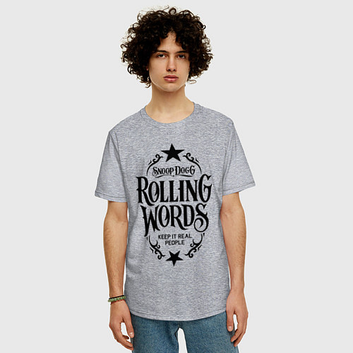 Мужская футболка оверсайз Snoop Dogg: Rolling Words / Меланж – фото 3