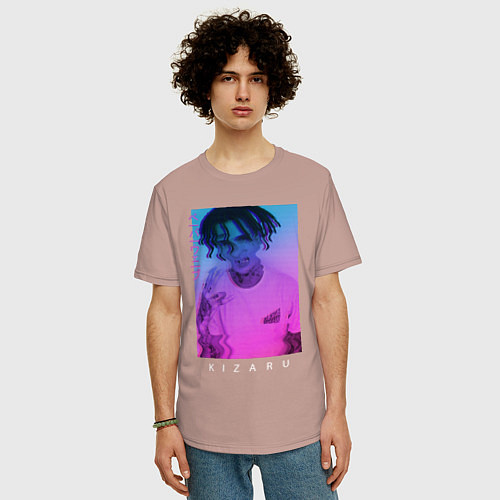 Мужская футболка оверсайз Kizaru Vaporwave / Пыльно-розовый – фото 3