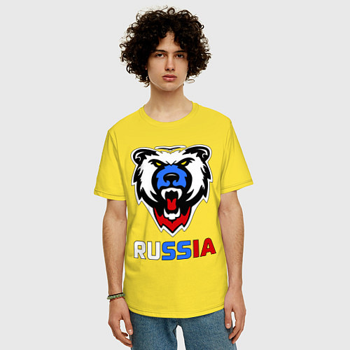 Мужская футболка оверсайз Русский медведь / Желтый – фото 3