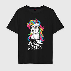 Футболка оверсайз мужская Unicorn hipster, цвет: черный