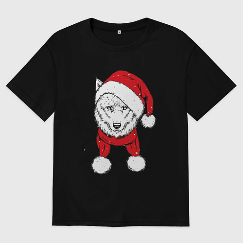 Мужская футболка оверсайз Wolf hipster / Черный – фото 1