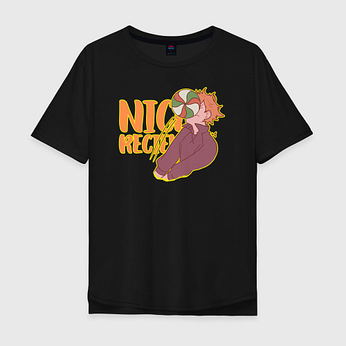 Мужская футболка оверсайз Nice recieve / Черный – фото 1