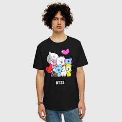 Футболка оверсайз мужская BT21, цвет: черный — фото 2