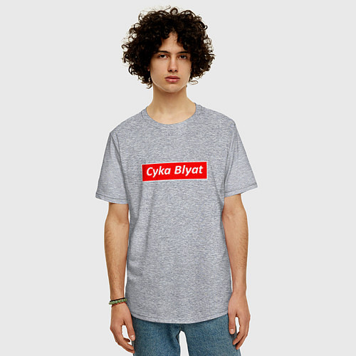 Мужская футболка оверсайз CS:GO Cyka Blyat / Меланж – фото 3